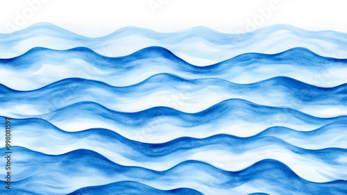 Icy watercolor waves in varying shades of cool blue mimicking frozen water ripples on a calm winter lake 