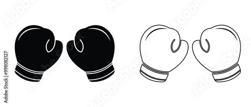 Boxing gloves silhouette, symbol flat and outline design. Boxing gloves icon, vector design. Boxing gloves vector design for logo, app and website. Vector illustration.