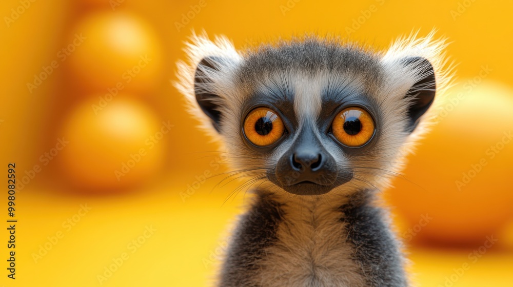 3D Style Lemur with Large Eyes on a Colorful Gradient Background for Creative Projects 3D Style Lemur with Large Eyes on a Colorful Gradient Background for Creative Projects