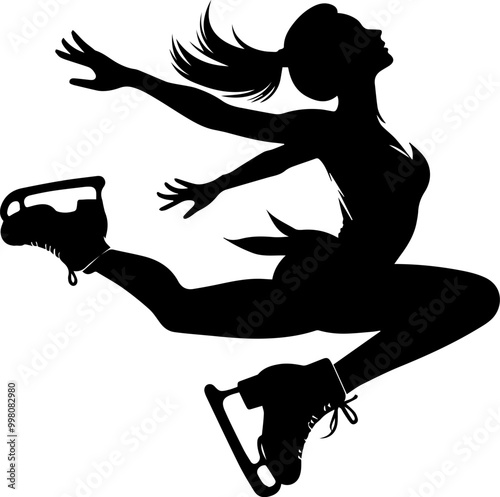 silhouettes of skating girl