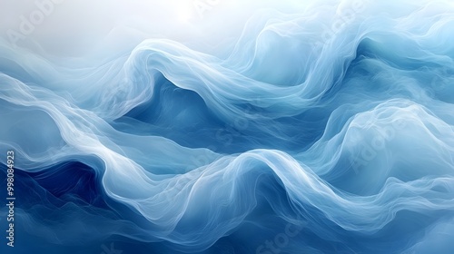 Flowing Abstract Waveforms in Dynamic Blue and Teal Tones