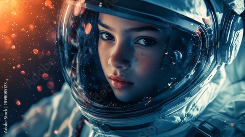 Dreaming Beyond: Maldivian Girl in Astronaut Suit Embarks on Epic Space Adventure photo