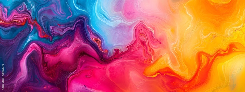 Colorful paint swirls on a black background, creating an abstract and vibrant wallpaper