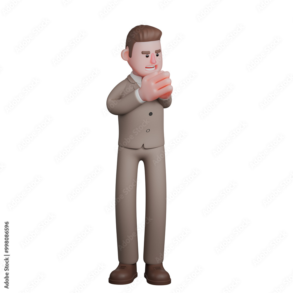 Male Lawyer Legal Professional. A male lawyer is seen standing while both hands are holding a red canned drink, as if he wants to drink it. 3D Cartoon Male Lawyer Legal Professional. A male lawyer is seen standing while both hands are holding a red canned drink, as if he wants to drink it. 3D Cartoon