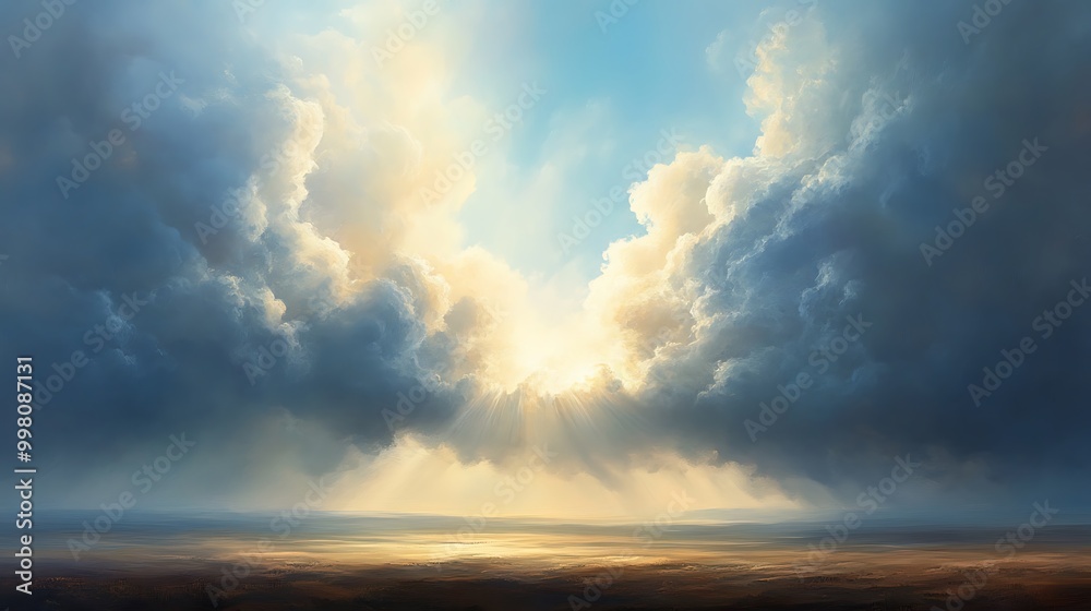 Fototapeta premium Collection of dreamlike skies featuring artistic and natural cloudscapes, blending realism and creativity through various styles and eras for a serene visual journey