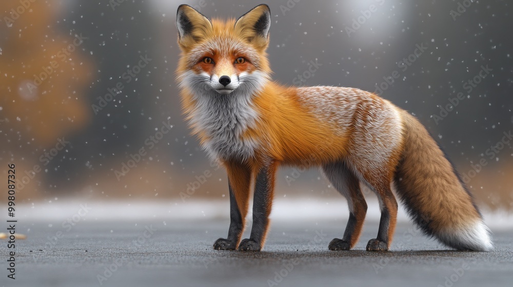 3D Style Red Fox Standing Alert with Gradient Background for Wildlife Illustrations 3D Style Red Fox Standing Alert with Gradient Background for Wildlife Illustrations