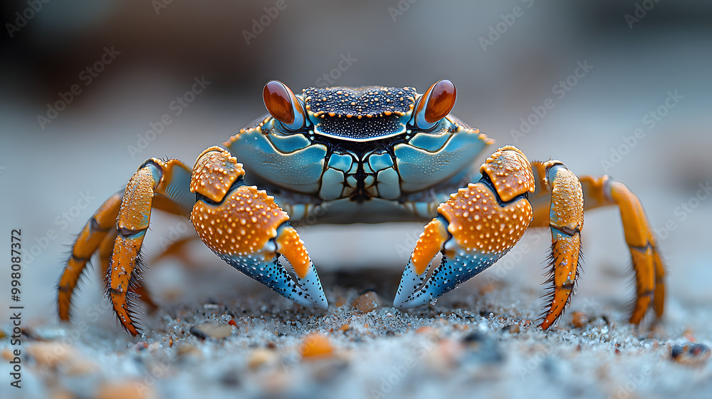 A Colorful Spiral-Patterned Fiddler Crab Crawling on the Sand
A Colorful Spiral-Patterned Fiddler Crab Crawling on the Sand