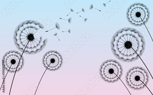 Wild flower dandelion in a vector style isolated. Vector flower for background, texture, wrapper pattern, frame or border.