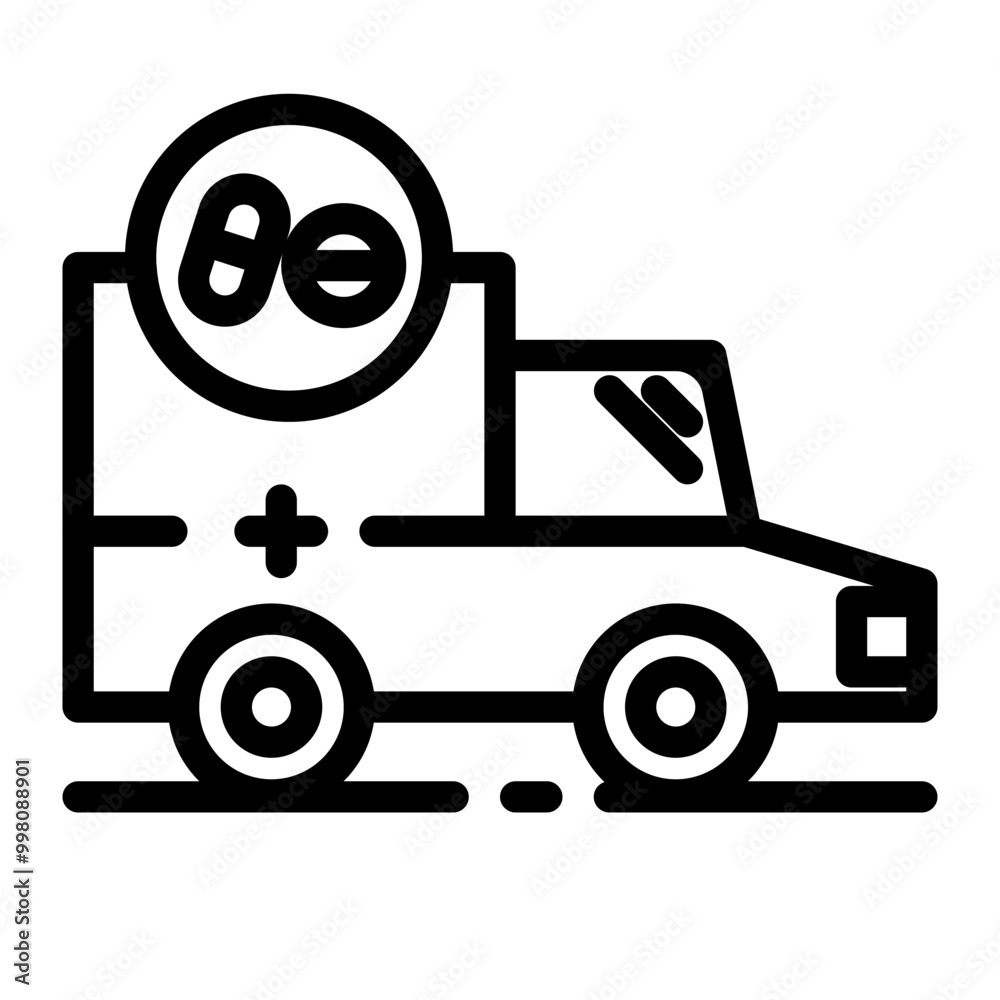 hospital car carrying medicine line icon hospital car carrying medicine line icon