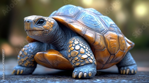 3D Style Tortoise Moving at a Slow and Steady Pace - Perfect for Nature and Education Projects