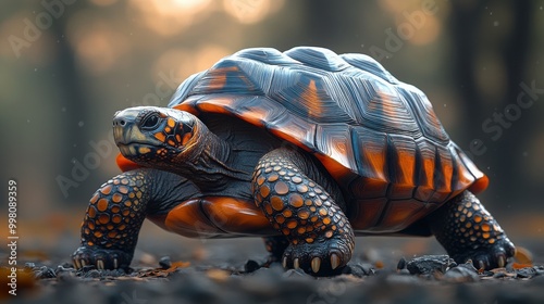 3D Style Tortoise Moving Slowly with Gradient Background for Relaxation and Mindfulness Imagery photo