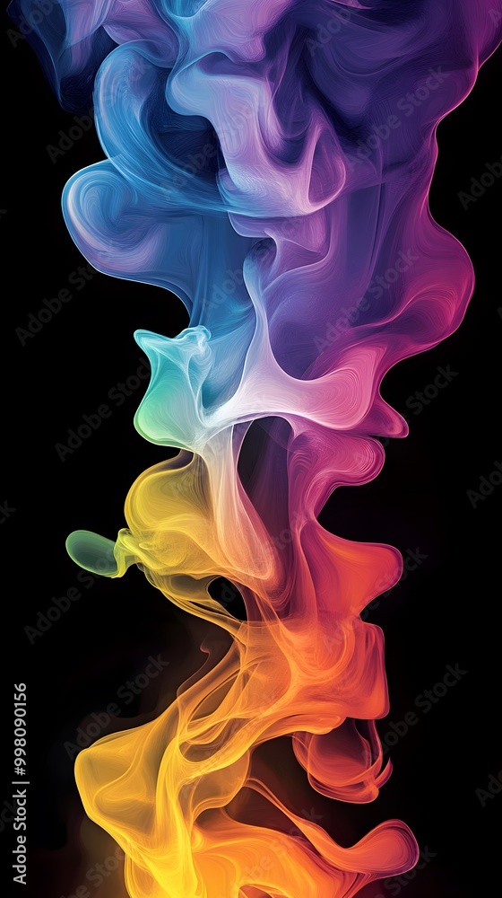 Obraz premium Colorful paint swirls on a black background, creating an abstract and vibrant wallpaper