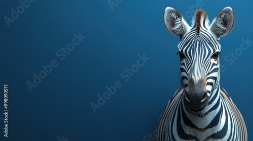 3D Style Zebra Standing with a Calm Expression for Artistic or Educational Use photo