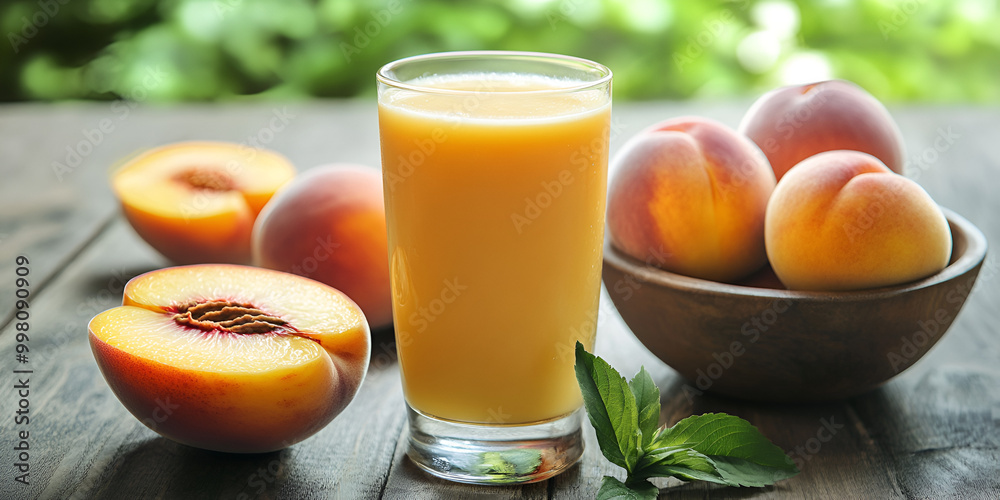 Fresh Peach Juice with Sliced Peaches Fresh Peach Juice with Sliced Peaches