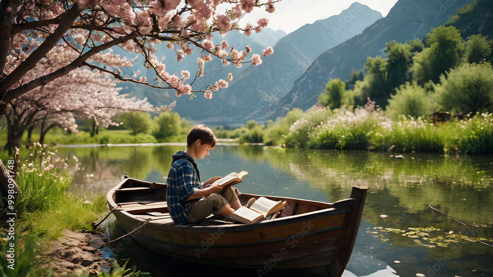 Cute little boys reading book on a boat. Portrait of cute kids reading book in natural environment. Cute little boys reading book on a boat. Portrait of cute kids reading book in natural environment.