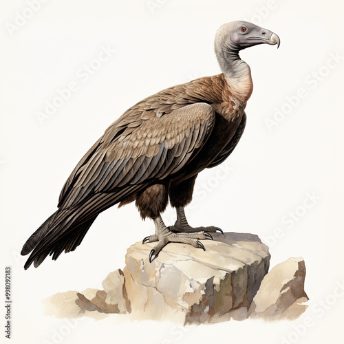 Beautiful Vulture Watercolor Clipart, Wild Bird Colored Design for Your Corporate and Business Graphic Resource or Creative Project, Ai Generative