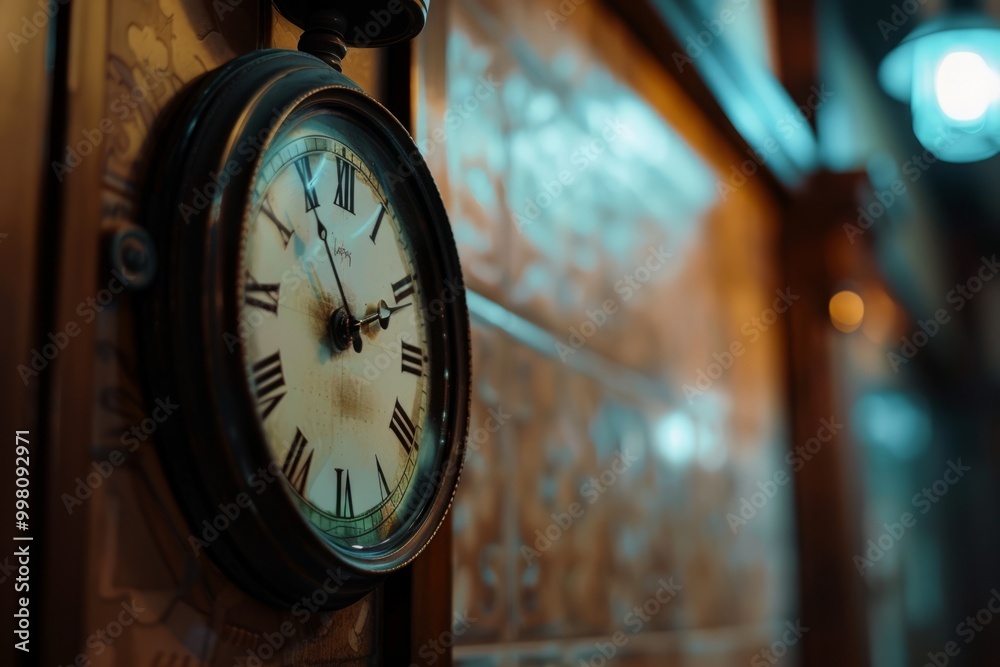 Rotate the camera to capture the clock on the wall ticking ominously, highlighting the relentless passage of time amidst the stress. , background blur Rotate the camera to capture the clock on the wall ticking ominously, highlighting the relentless passage of time amidst the stress. , background blur