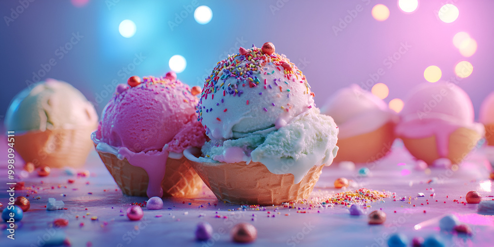 Melting Ice Cream Scoop with Sprinkles Melting Ice Cream Scoop with Sprinkles