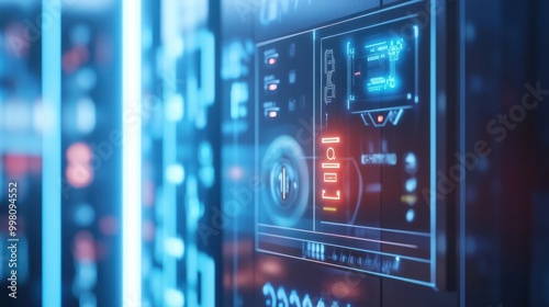 Smart Meter, Smart Metering, fortschrittliche Datenlogger-AusrÃ¼stung mit KonnektivitÃ¤tsindikatoren in einem High-Tech-Netzwerk-Hub zu Hause oder im BÃ¼ro. Ein intelligenter ZÃ¤hler mit digitalen Sy photo