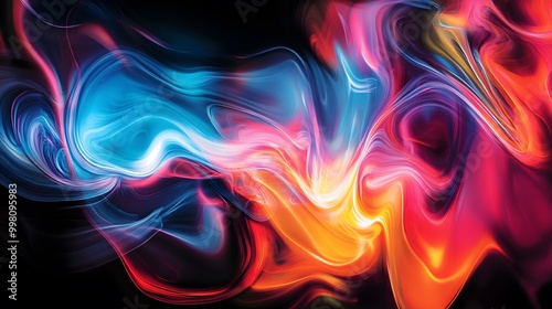 Colorful paint swirls on a black background, creating an abstract and vibrant wallpaper