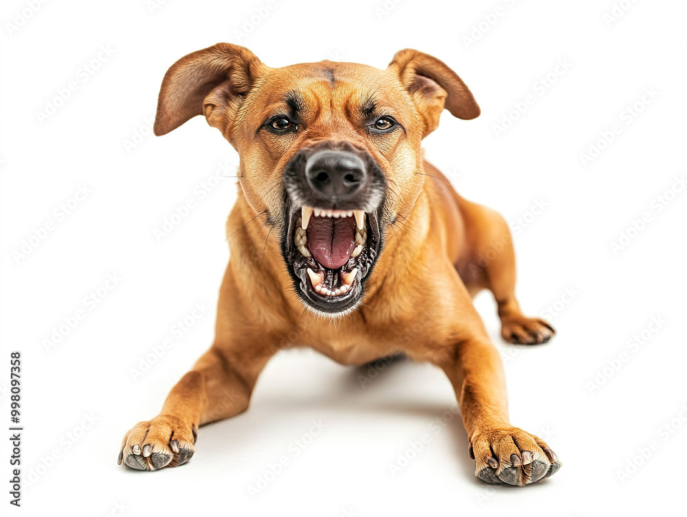 Fearless dog with an intense gaze, Isolated on white background Fearless dog with an intense gaze, Isolated on white background