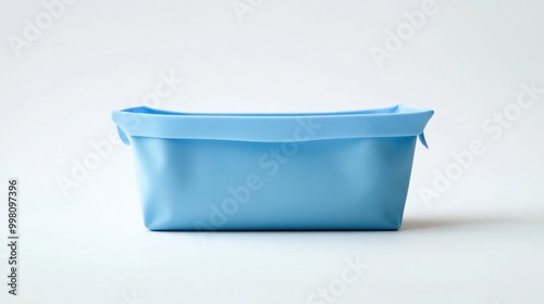 A reusable silicone food storage bag, isolated on a white background