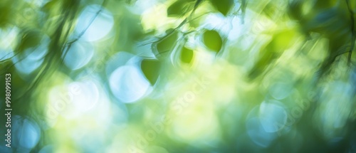 Soft Blurred Green and Blue Natural Background