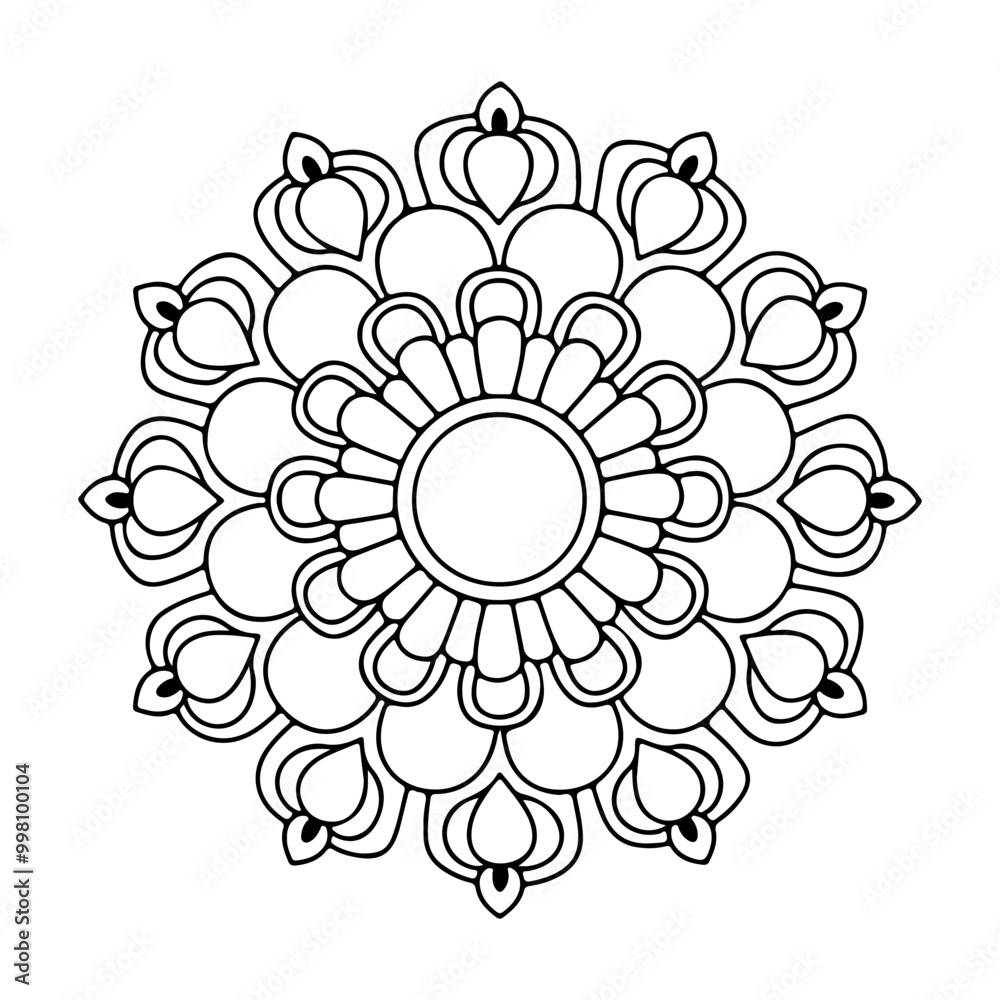 Abstract floral black and white background mandala design. Abstract floral black and white background mandala design.