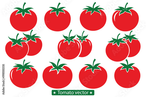 Tomato silhouette vector illustration, Tomato silhouette vector