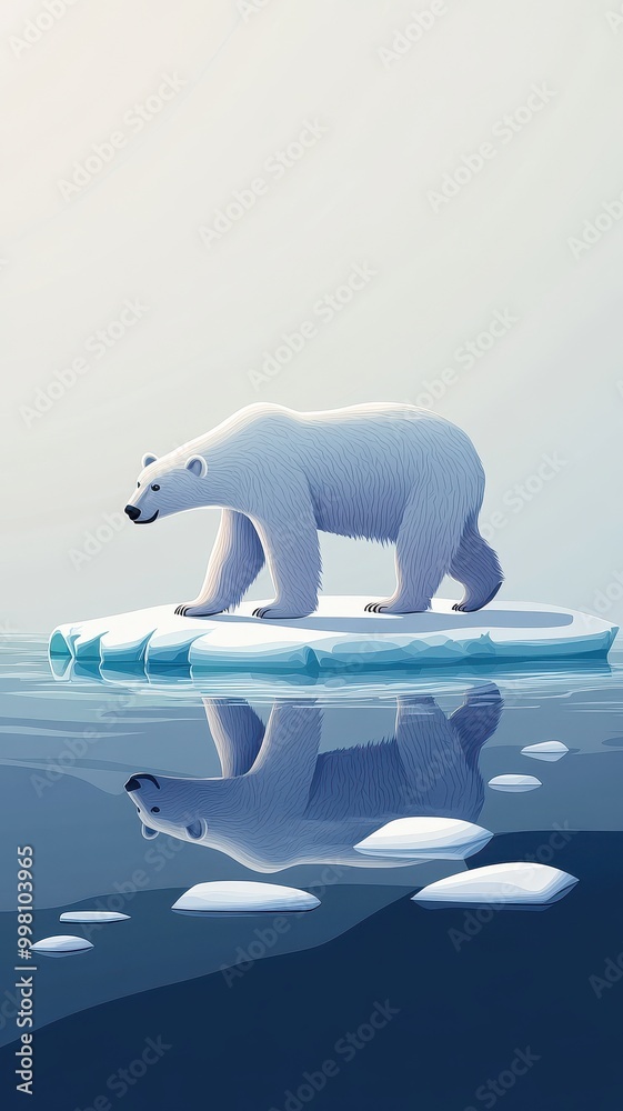 Polar bear on floating ice in North Pole with Polar bear on an ice floe ...