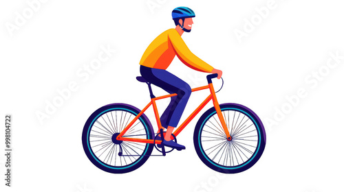 cyclist rides vibrant orange bike, showcasing dynamic pose and sense of motion. bright colors and modern design evoke feeling of energy and adventure. 