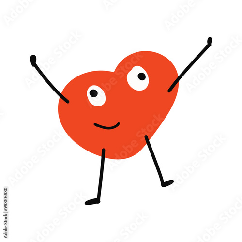 heart character on red design cartoon character, mascot heart variant exspression