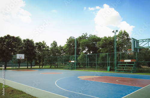 Wallpaper Mural Outdoor basketball court in public park. Urban sport. Sunny day activity. Torontodigital.ca
