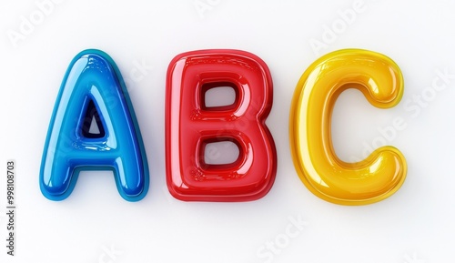 Graphic element representing the concept of education in graphic form with an abc 3d alphabet basic font isolated on white transparent background.