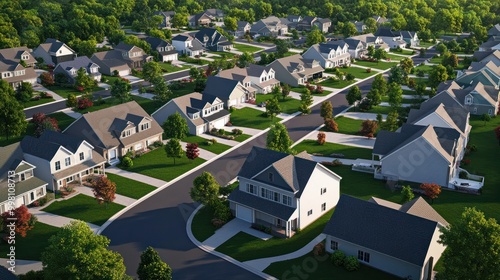 modern suburban neighborhood with homes for sale booming real estate market concept illustration