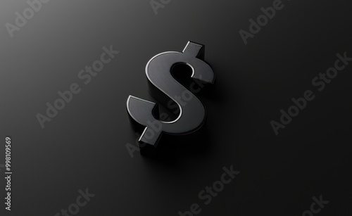 The money cash dollar sign is a currency symbol for finance the dollar symbol represents the USD currency. The usd symbol is rendered in 3D with a black background, isolated from the rest of the