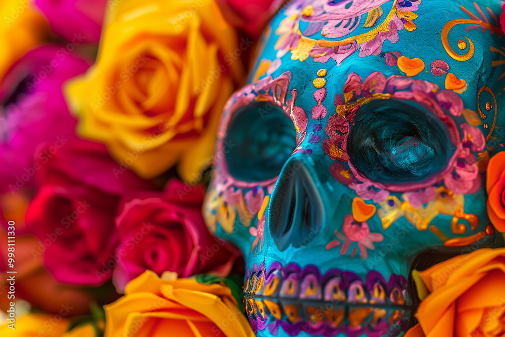 Beautiful greeting card with bright holiday composition for happy to joy celebrate dia de muertos Beautiful greeting card with bright holiday composition for happy to joy celebrate dia de muertos
