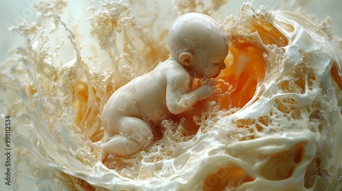 Fetus Kicking and Stretching Inside the Womb at 20 Weeks of Gestation photo