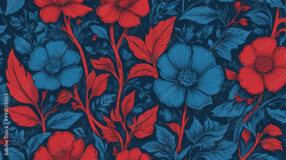 red and blue floral pattern red and blue floral pattern
