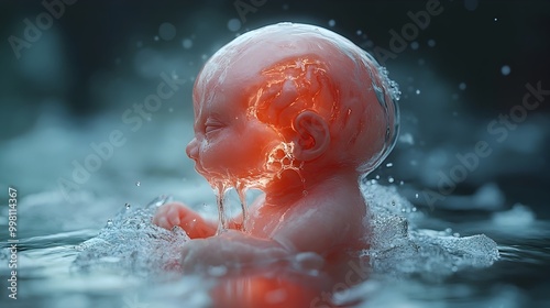 Fetus at 36 Weeks Preparing for Head Down Birth An of Near Term Prenatal Development photo