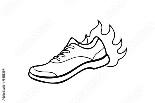 Fiery running shoes vector silhouette illustration