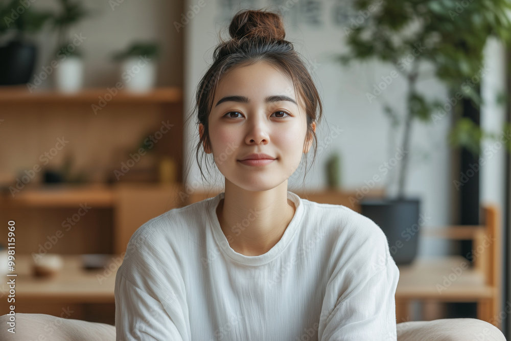 Young woman feeling peace and relax face Young woman feeling peace and relax face