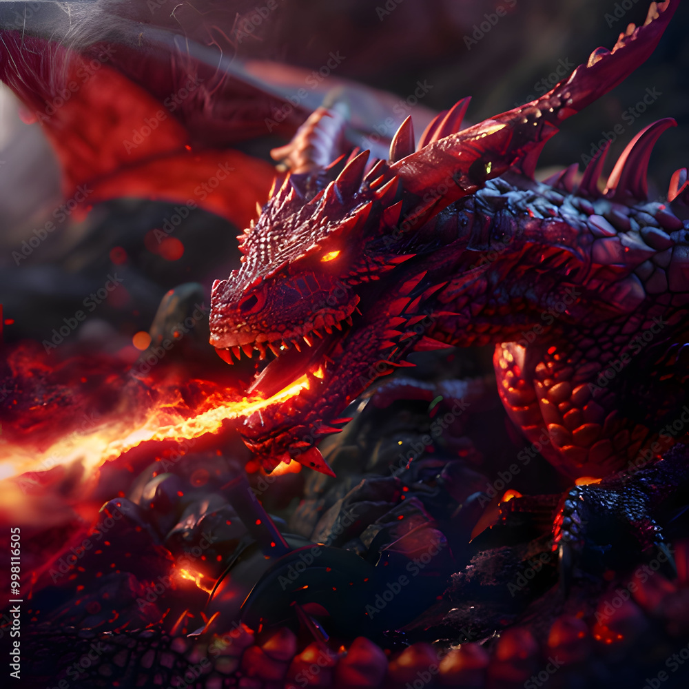 red dragon head. Generative AI red dragon head. Generative AI