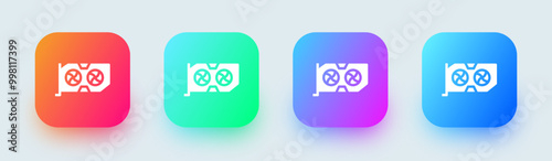 Graphic card solid icon in square gradient colors. Processor signs vector illustration.