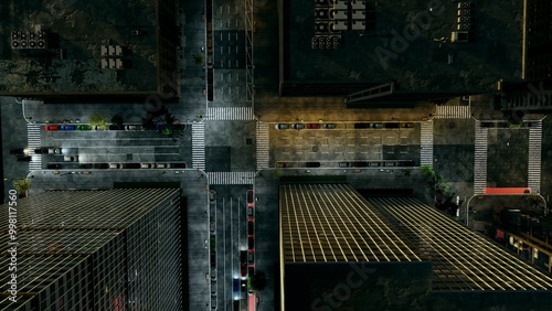 Fotografija topview of traffic in the city at night