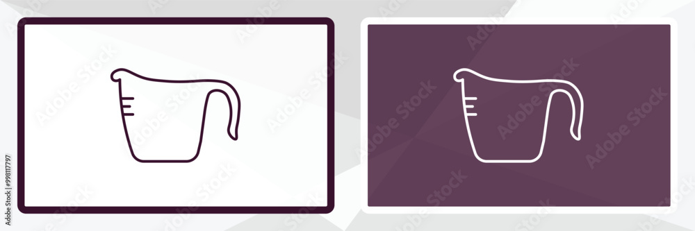 measuring cup outline icon. Linear vector from kitchen concept. Thin line white and black measuring cup icon isolated on white and dark background measuring cup outline icon. Linear vector from kitchen concept. Thin line white and black measuring cup icon isolated on white and dark background