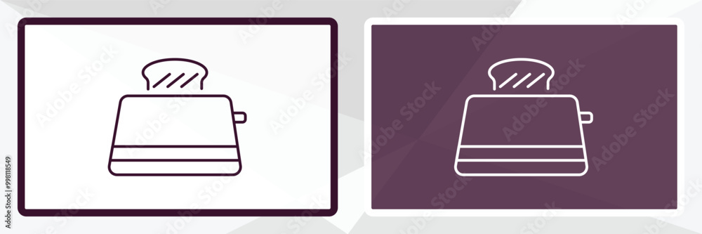 toaster outline icon. Linear vector from kitchen concept. Thin line white and black toaster icon isolated on white and dark background