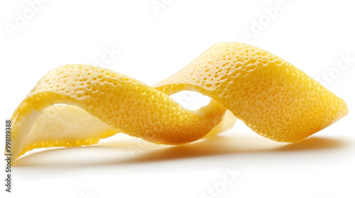 orange peel isolated on white background, Lemon peel or lemon twist on white background. Close-up.