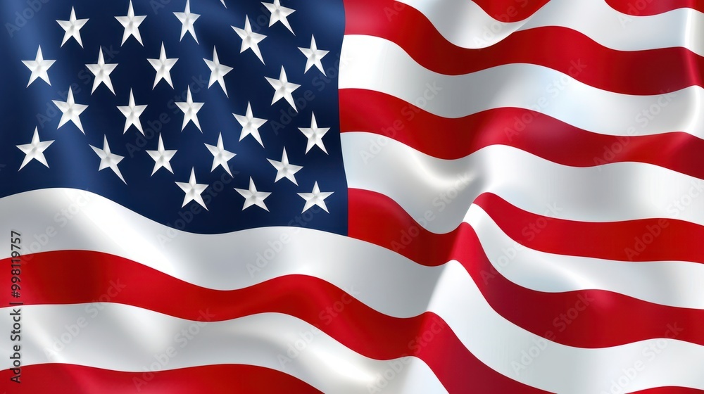 Fototapeta premium Flag of the United States, Independence day, American flag for Memorial Day, 4th of July, Labour Day, Happy 4th of July United States Independence Day, waving american national flag copy space, Ai