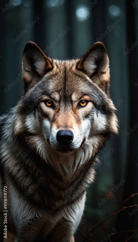 wallpaper of a wolf with a strong, intense gaze in a close-up portrait wallpaper of a wolf with a strong, intense gaze in a close-up portrait